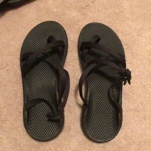 Black single strap chacos